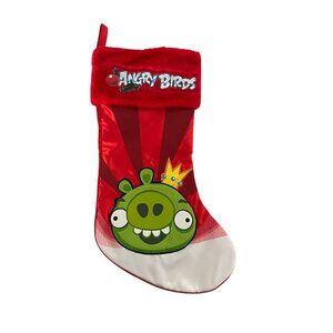 Angry Birds Red Holiday Christmas Stocking With Green Pig & Crown
